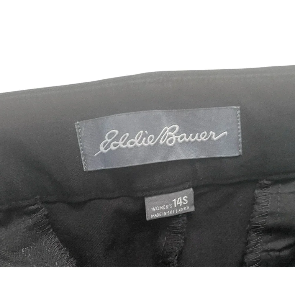 Eddie Bauer Women's Size 14S Short Curvy Fit‎ Black Trouser Wide Leg Stretch